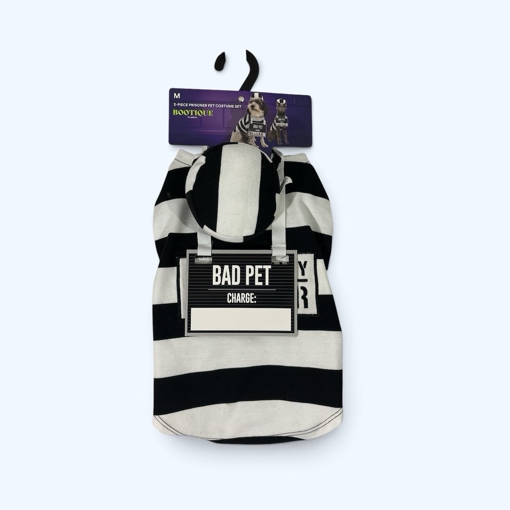 PET-ITENTIARY prisoner Dog Costume Halloween new pet Bootique Size MEDIUM
